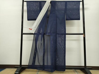 平和屋着物＊夏物 色無地 絽 紺青色 洗える着物 CABB2195ze