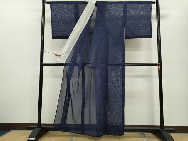平和屋着物＊夏物 色無地 絽 紺青色 洗える着物 CABB2195ze
