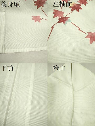 平和屋着物＊夏物 訪問着 絽 駒刺繍 立波楓文 銀彩 洗える着物 CABB2198ze