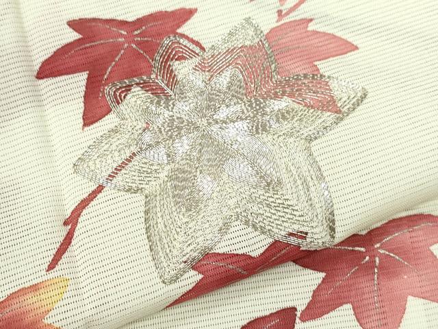 平和屋着物＊夏物　訪問着　絽　駒刺繍　立波楓文　銀彩　洗える着物　CABB2198ze 平和屋着物＊夏物 訪問着 絽 駒刺繍 立波楓文 銀彩 洗える