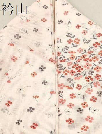平和屋着物＊夏物 小紋 絽 草花文 洗える着物 CABB2203ze