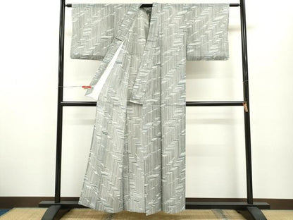 平和屋着物＊夏物 小紋 絽 斜線文 洗える着物 CABB2207ze
