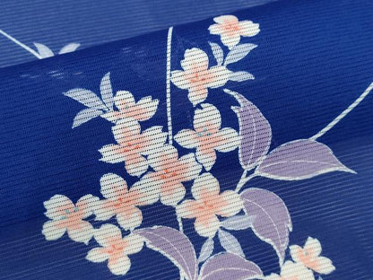 平和屋着物＊夏物 小紋 絽 草花文 洗える着物 未使用 CABB2211ze