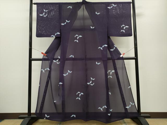 平和屋着物＊夏物 小紋 絽 舞蝶文 さんび謹製 洗える着物 CABB2215ze