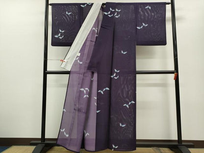 平和屋着物＊夏物 小紋 絽 舞蝶文 さんび謹製 洗える着物 CABB2215ze