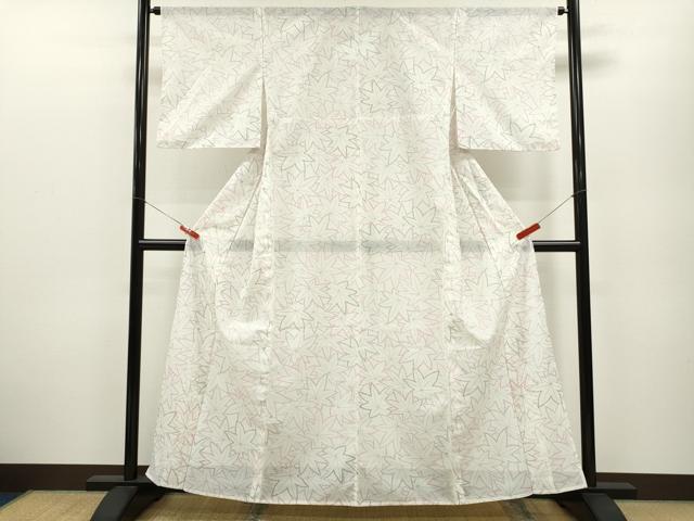 平和屋着物＊夏物 小紋 絽 楓尽くし 洗える着物 CABB2217ze