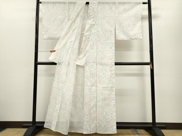 平和屋着物＊夏物 小紋 絽 楓尽くし 洗える着物 CABB2217ze