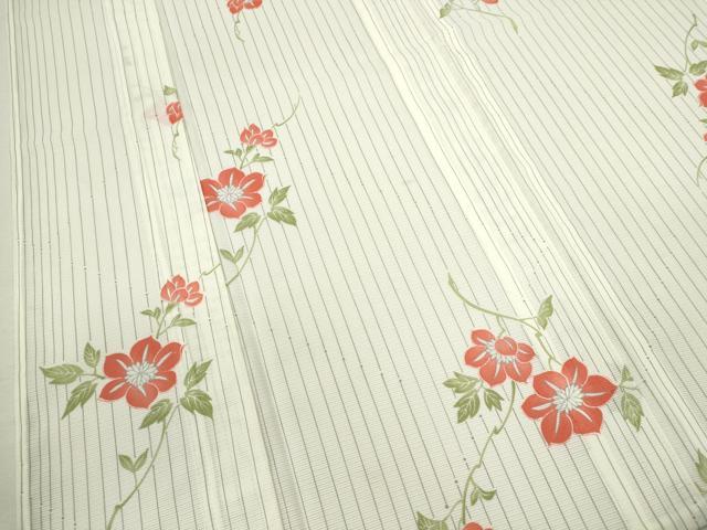 平和屋着物＊夏物 小紋 絽 枝花文 洗える着物 CABB2220ze