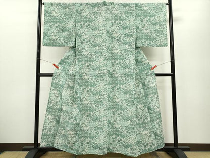 平和屋着物＊夏物　小紋　紗　切嵌草花文　洗える着物　CABB2221ze
