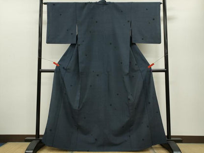 平和屋着物▽本塩沢 単衣 丸文 正絹 逸品 CABB2225ze