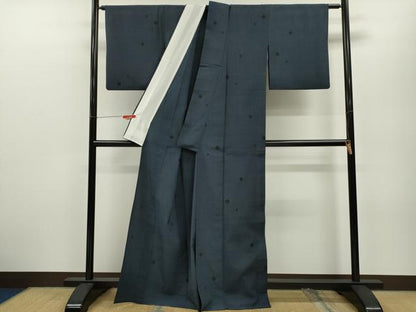 平和屋着物▽本塩沢 単衣 丸文 正絹 逸品 CABB2225ze