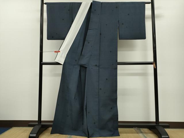 平和屋着物▽本塩沢 単衣 丸文 正絹 逸品 CABB2225ze