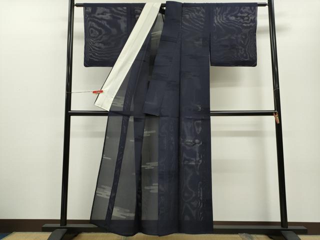 平和屋着物＊夏物　色無地　エ霞紋紗　紺色　正絹　逸品　未使用　CABB2226ze 平和屋着物＊夏物 色無地 エ霞紋紗 紺色 正絹 逸品 未使用