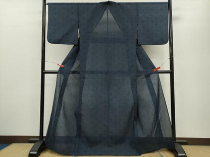 平和屋着物＊夏物　本場大島紬　夏大島　麻の葉文様　正絹　逸品　CABB2228ze