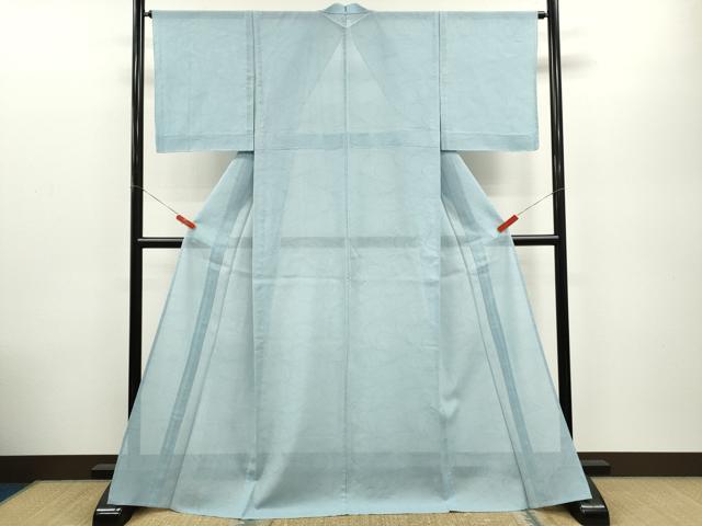 平和屋着物＊夏物　色無地　草木紋紗　空色　正絹　逸品　未使用　CABB2232ze