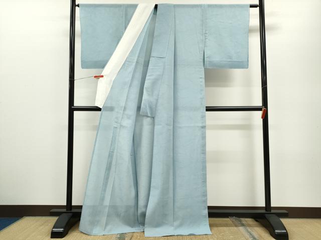 平和屋着物＊夏物　色無地　草木紋紗　空色　正絹　逸品　未使用　CABB2232ze