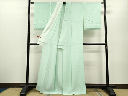 平和屋着物＊夏物 色無地 絽 白緑色 正絹 逸品 CABB2233ze