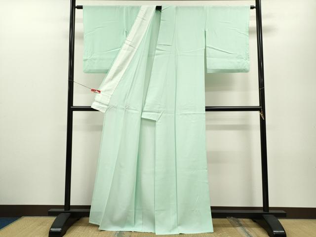 平和屋着物＊夏物 色無地 絽 白緑色 正絹 逸品 CABB2233ze