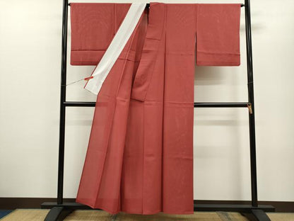 平和屋着物＊夏物 色無地 絽 赤紅色 正絹 逸品 CABB2235ze