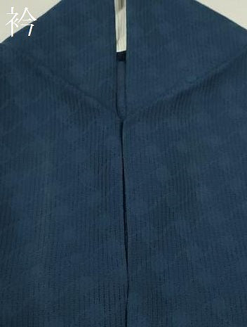 平和屋着物＊夏物 色無地 縦絽 瓦紋紗 濃藍色 正絹 逸品 CABB2247ze
