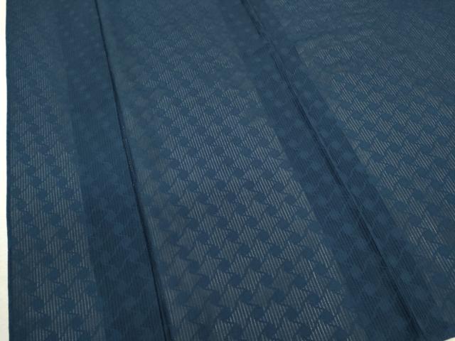 平和屋着物＊夏物 色無地 縦絽 瓦紋紗 濃藍色 正絹 逸品 CABB2247ze