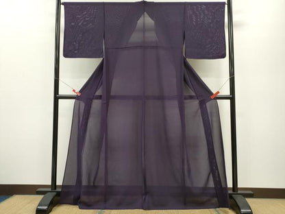 平和屋着物＊夏物 色無地 絽 紫紺色 正絹 逸品 CABB2249ze