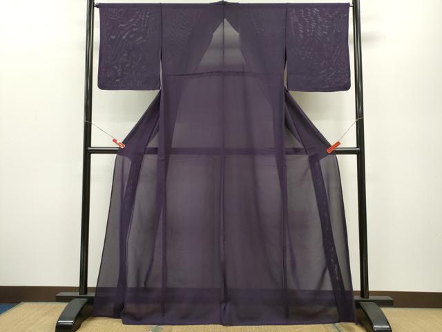 平和屋着物＊夏物 色無地 絽 紫紺色 正絹 逸品 CABB2249ze
