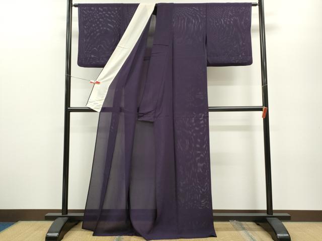 平和屋着物＊夏物 色無地 絽 紫紺色 正絹 逸品 CABB2249ze