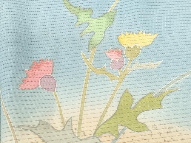 平和屋着物＊夏物　訪問着　絽　刺繍　風景文　暈し染め　銀彩　正絹　逸品　AABD4576jd 平和屋着物＊夏物 訪問着 絽 刺繍 枝花文 暈し染め 銀
