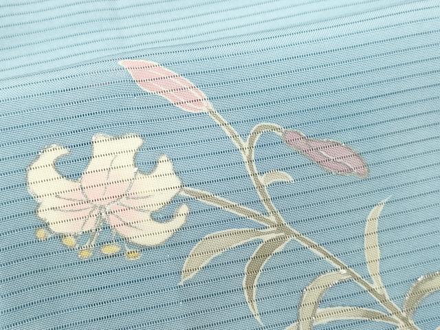 平和屋着物＊夏物　訪問着　絽　刺繍　風景文　暈し染め　銀彩　正絹　逸品　AABD4576jd 平和屋着物＊夏物 訪問着 絽 刺繍 枝花文 暈し染め 銀