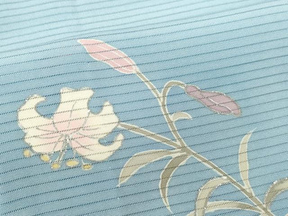 平和屋着物＊夏物 訪問着 絽 刺繍 枝花文 暈し染め 銀彩 正絹 逸品 CABB2251ze