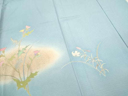 平和屋着物＊夏物 訪問着 絽 刺繍 枝花文 暈し染め 銀彩 正絹 逸品 CABB2251ze