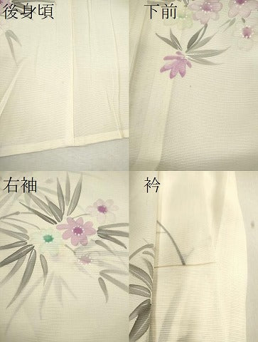平和屋着物＊夏物 小紋 手描き 草花文 正絹 逸品 CABB2252ze