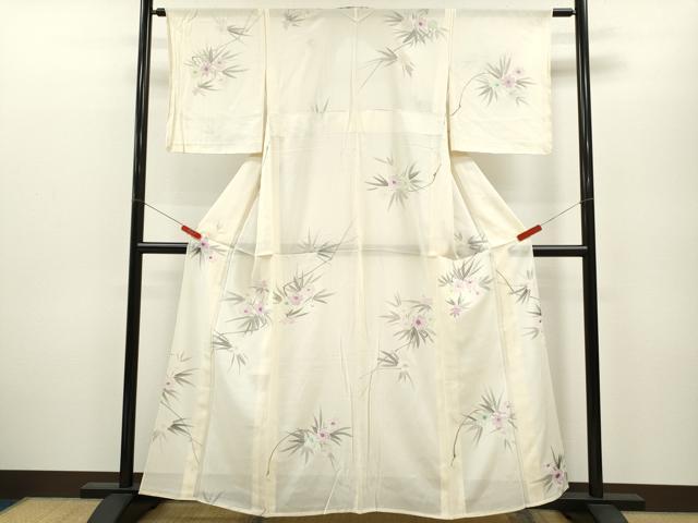 平和屋着物＊夏物 小紋 手描き 草花文 正絹 逸品 CABB2252ze