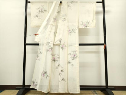 平和屋着物＊夏物 小紋 手描き 草花文 正絹 逸品 CABB2252ze