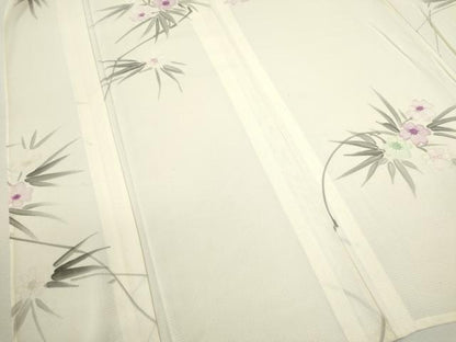 平和屋着物＊夏物 小紋 手描き 草花文 正絹 逸品 CABB2252ze