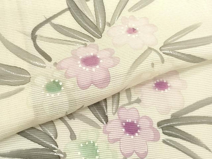 平和屋着物＊夏物 小紋 手描き 草花文 正絹 逸品 CABB2252ze
