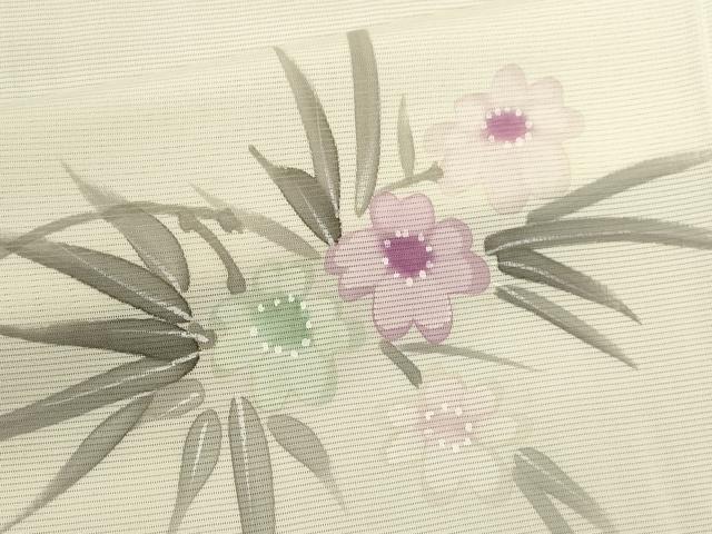 平和屋着物＊夏物 小紋 手描き 草花文 正絹 逸品 CABB2252ze