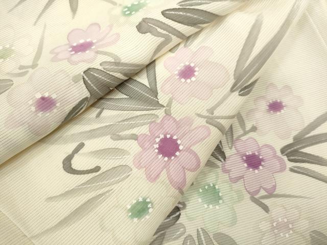 平和屋着物＊夏物 小紋 手描き 草花文 正絹 逸品 CABB2252ze