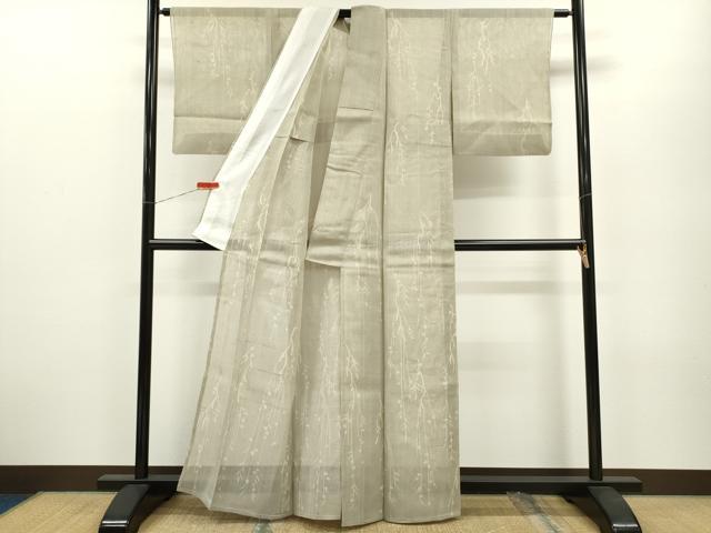 平和屋着物＊夏物 生紬 枝垂れ草花文 正絹 逸品 CABB2253ze
