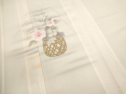 平和屋着物＊夏物 訪問着 絽 手描き 花籠文 暈し染め 金彩 正絹 逸品 未使用 CABB2254ze