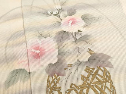 平和屋着物＊夏物 訪問着 絽 手描き 花籠文 暈し染め 金彩 正絹 逸品 未使用 CABB2254ze