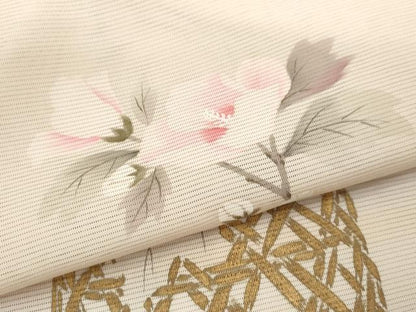 平和屋着物＊夏物 訪問着 絽 手描き 花籠文 暈し染め 金彩 正絹 逸品 未使用 CABB2254ze