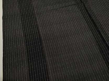 平和屋着物＊夏物 紗紬 縞 黒地 正絹 逸品 CABB2255ze