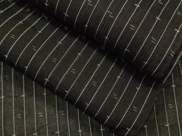 平和屋着物＊夏物 紗紬 縞 黒地 正絹 逸品 CABB2255ze