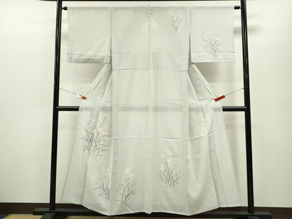 平和屋着物＊夏物 訪問着 絽 鷺草 銀彩 正絹 逸品 CABB2257ze