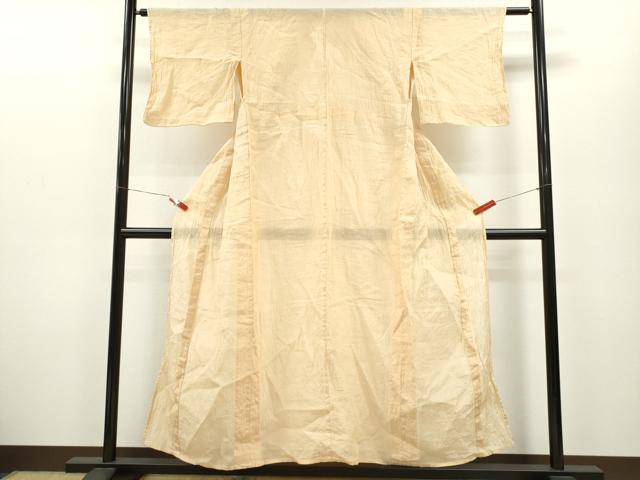 平和屋着物＊夏物 小千谷ちぢみ 色無地 雄黄色 麻 逸品 CABB2258ze