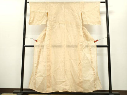 平和屋着物＊夏物 小千谷ちぢみ 色無地 雄黄色 麻 逸品 CABB2258ze