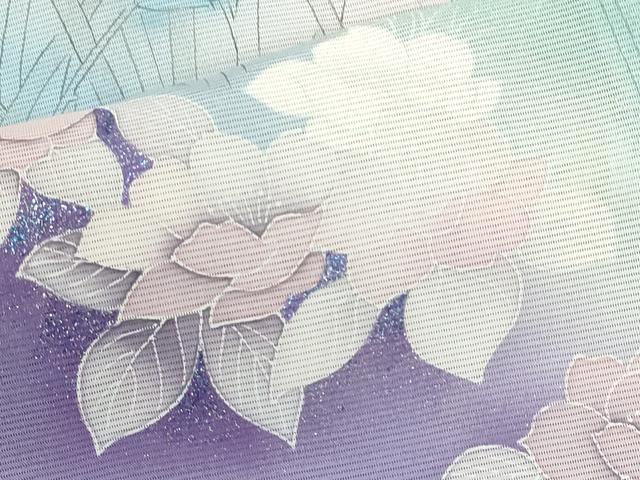 平和屋着物＊夏物　訪問着　絽　手描き　草花文　暈し染め　銀彩　正絹　逸品　未使用　CABB2259ze 平和屋着物＊夏物 訪問着 絽 手描き 草花文 暈し染め 銀彩 正絹 逸品