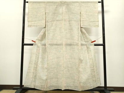 平和屋着物＊夏物 紗紬 流水草花文 正絹 逸品 CABB2262ze